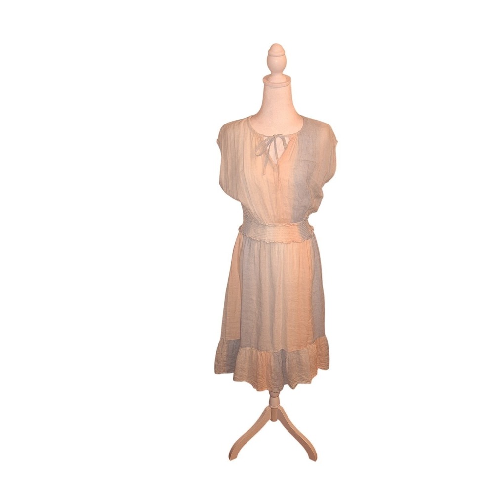 Women's Size Small Ashlyn‎ Sunset Gradient Smocked Ruffle Hem Pastel Blue Dress